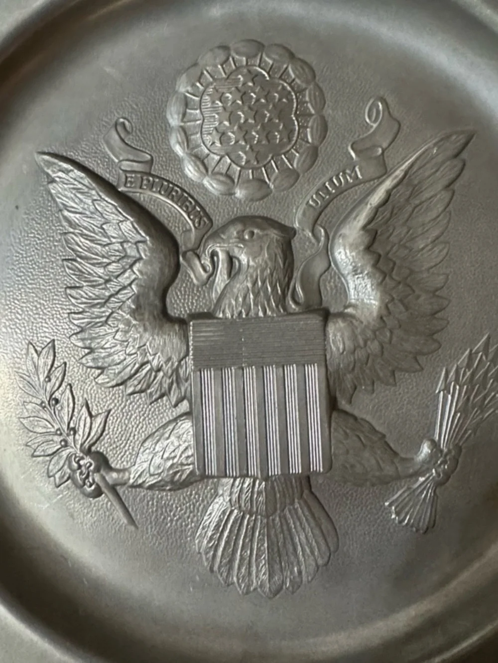 ROYAL HOLLAND EAGLE QUARTER PEWTER PLATE